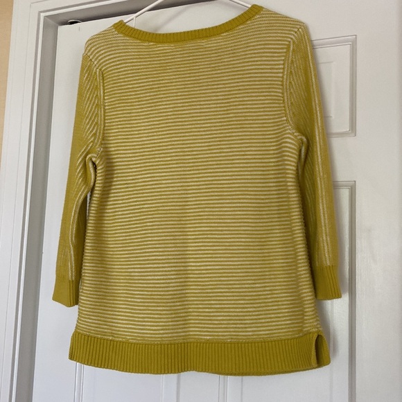 Marled Reunited Clothing yellow and white cotton and acrylic crew neck sweater - Picture 2 of 6